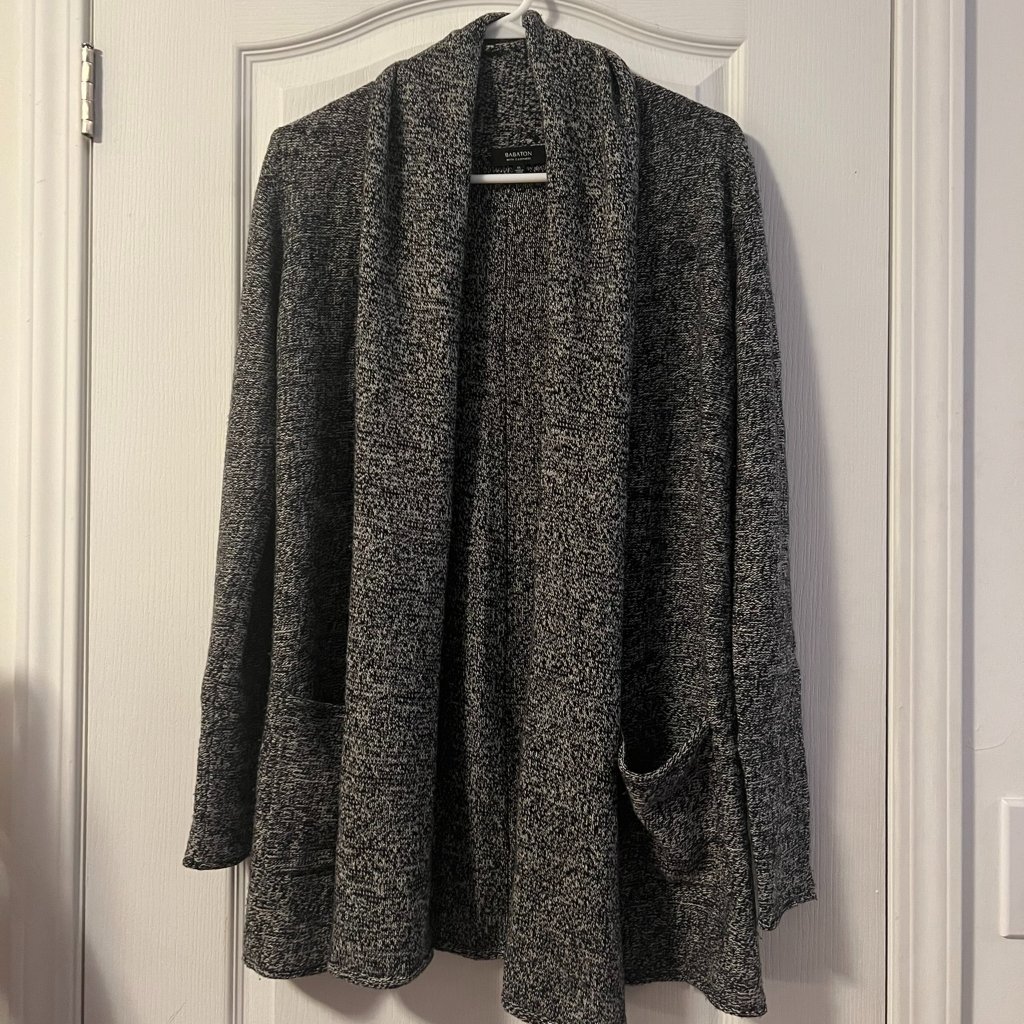 Aritzia Babaton Women's Salt Pepper Open Front Cocoon Cardigan